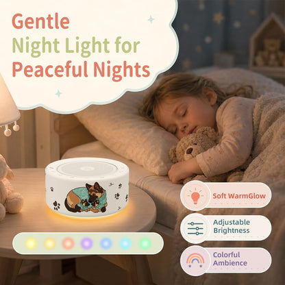 Kipcush White Noise Machine for Baby & Adults, 30 Soothing Sounds, Sleep Sound Machine with 8 Color Night Light, Memory Function, White Noise for Sleeping, Nursery, Office, Travel & Relaxation