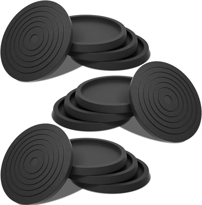 12Pcs 2.5in Furniture Coasters Non-Slip Bed Leg Pads Round Rubber Anti Sliding Caster Cups for Hardwood Floors Brown