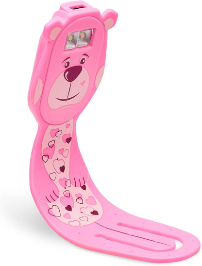 Gifts for Readers & Writers Rechargeable Book Light for Kids, Clip On Reading Light for Bed, 2in1 Flexilight Pals & Bookmark, 12 Hours of Light Once Charged, Includes USB Cable & 2 LED Lights, Dog