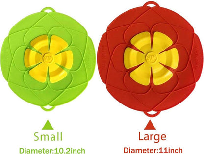 2 Pack Silicone Spill Stopper Lid, 10.2" Boil Over Safeguard, Splatter Guard Cover for Pots Pans, Food Grade Silicone Multi-Function Kitchen Tool, BPA Free Microwave Dishwasher Safe