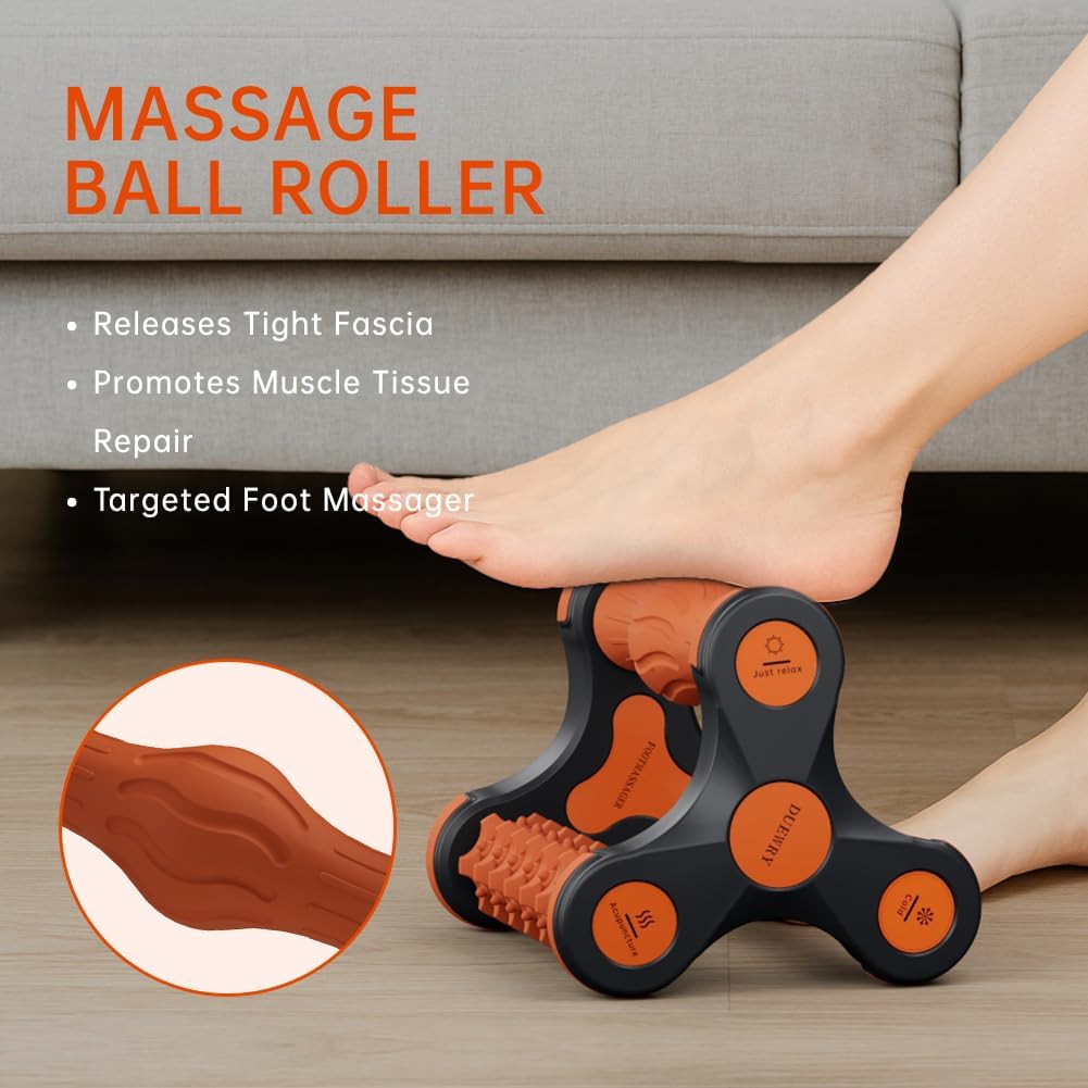 Plantar Fasciitis Relief Massager with Ice Pack, Cold Therapy & Reflexology Foot Roller for Instant Neuropathy Pain Relief, Foot Massager for Circulation, Reduce Swelling to Happy Health Foot
