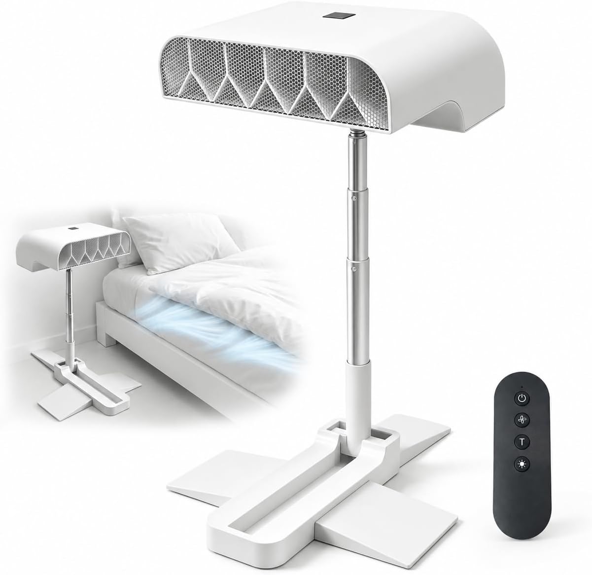 Bed Fan Under Sheets,Cooling Bed Fan Under Sheets with 5 Speeds, Rechargeable Bed Cooling System with Remote for Hot Sleepers and Summer Bedroom Comfort