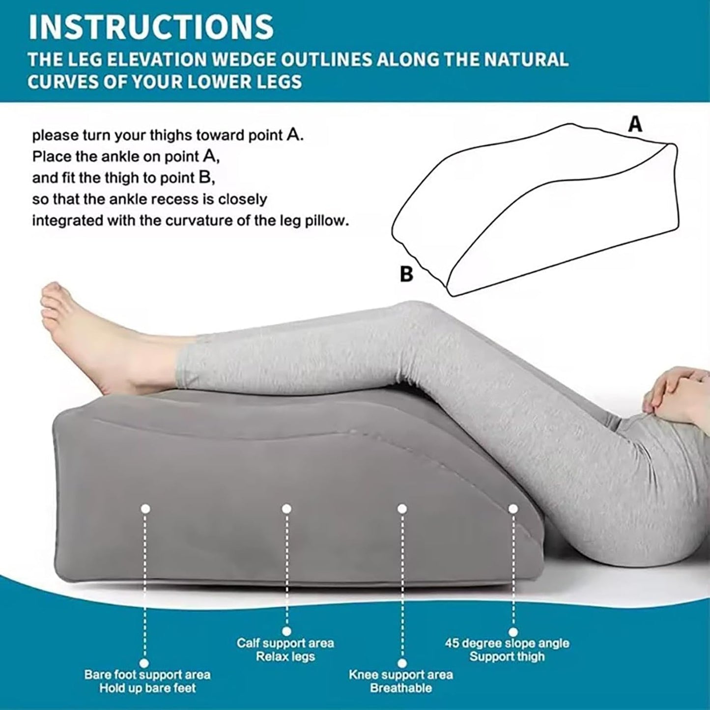 Inflatable Leg Elevation Pillow for After Surgery, Portable Wedge with Adjustable Height, Flocked Surface, for Sleeping, Travel, and Home Use
