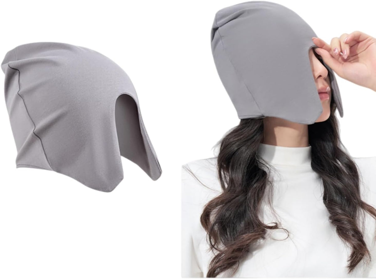 Cotton Light Blocking Night Cap Slouchy Blackout Eye Cover Mask Travel Nap Beanie Deep Sleep Hat Breathable Blindfold Skull Cap for Men Women Elderly Postpartum Warm Windproof Sleep Hat