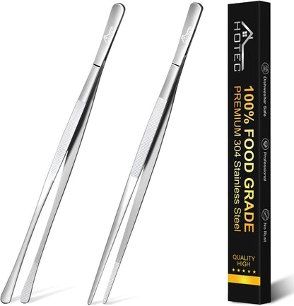 HOTEC Kitchen Tweezers Stainless Steel Cooking Tweezers -6.3" and 12"