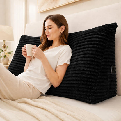 Headboard Pillow Queen, Headboard Wedge Pillow, Back Rest Pillows for Sitting, Reading, Working, Triangle Pillow with Removable Cover, Daybed Pillows for Bed Dorm Sofa, Dark Grey