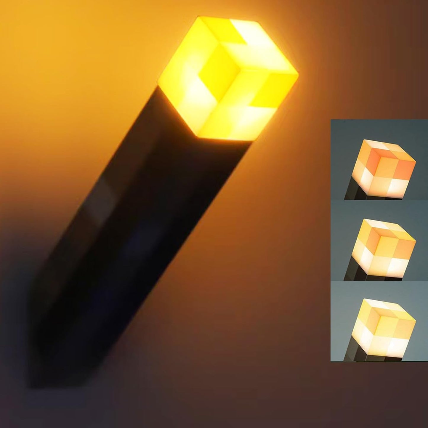 Light-up Wall Torch Lamp with 3 Lighting Levels, Hand Held & Wall Mountable Table Lamps, USB Rechargeable Night Light, Costume Cosplay Bedside Lamp for Home/Office Decor