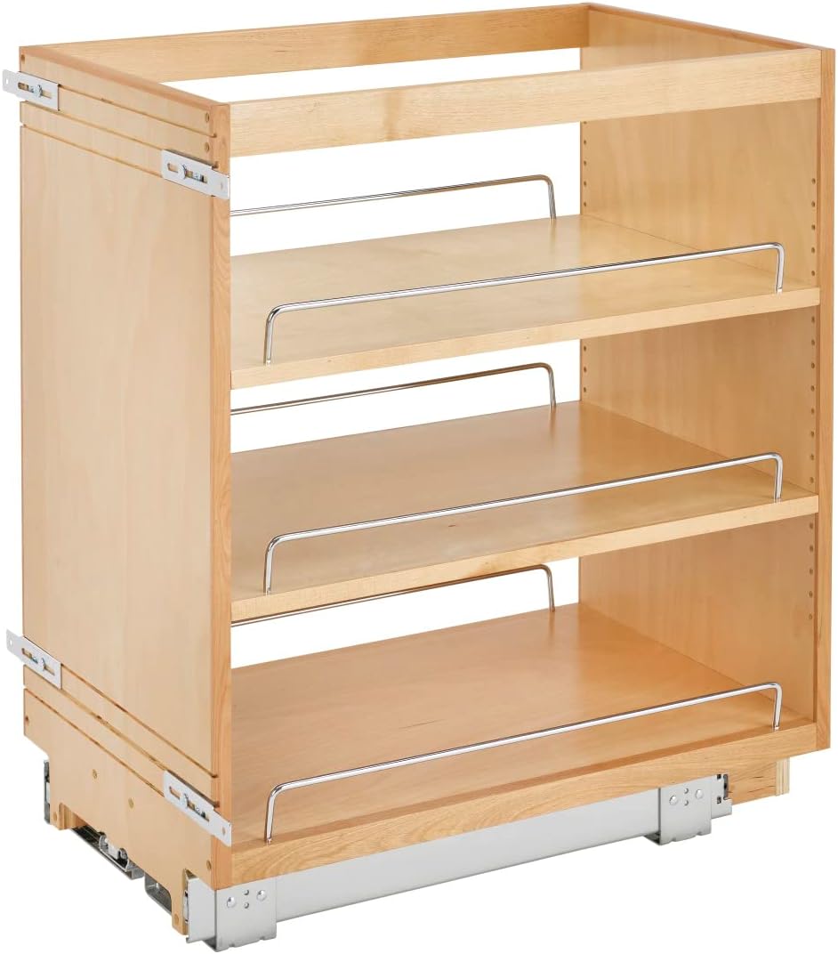 Rev-A-Shelf Pullout Kitchen Cabinet Organizer, Min Cabinet Opening 5.5" W | 5" W Slide Out Pantry Spice or Utensil Storage Rack with Adjustable Shelves for Base Cabinet Organization, 448-BC-5C