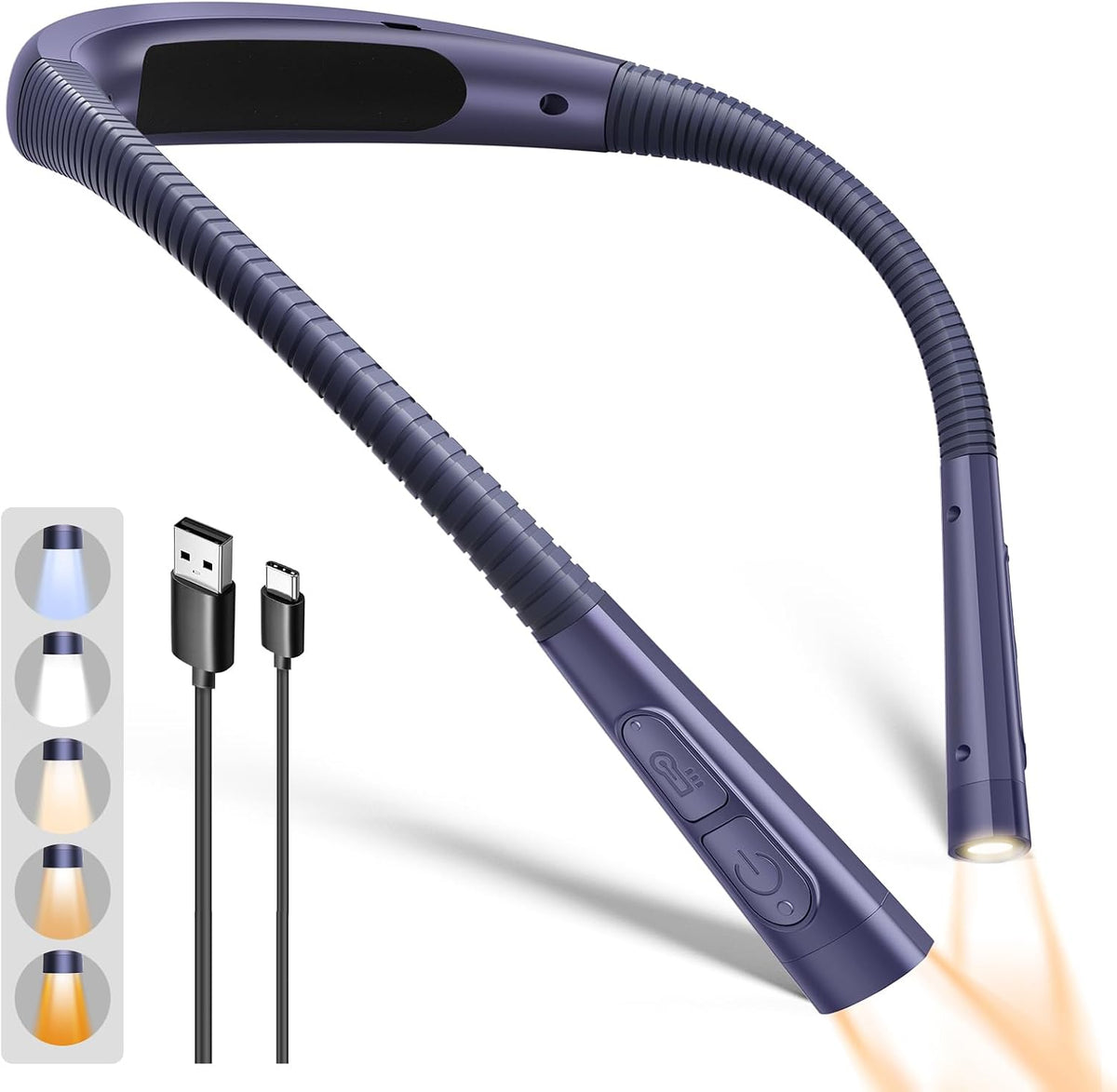 Glocusent Upgraded Neck Light,100Hrs Slimmer Reading Light for Books in Bed