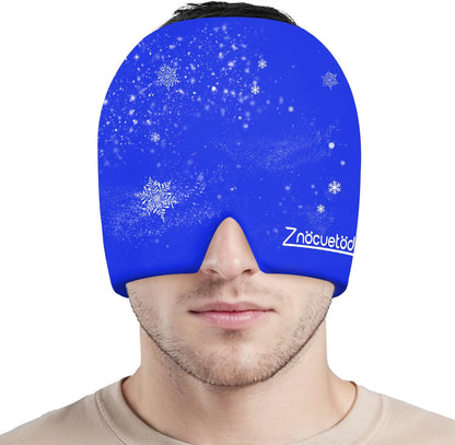 ZNÖCUETÖD Migraine Headache Relief Cap Hat Full Head ice Pack Wrap Cold Cap