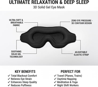 3D Cooling Gel Eye Mask - Reusable Cold & Warm Sleep Mask, Soft Gel Ice Pack for Puffiness, Dark Circles Relief & Headache Comfort