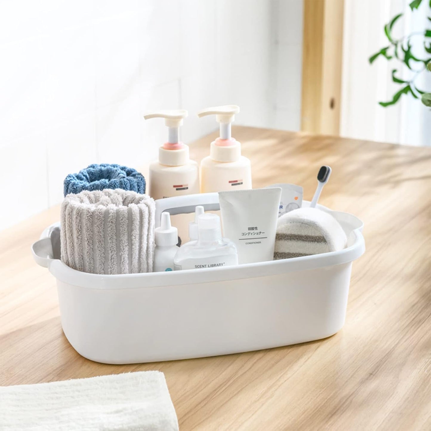 JiatuA Large Cleaning Supplies Caddy Portable Shower Caddy Basket Dark Gray | Sturdy Supply Organizer with Handle Plastic Bucket Tool Storage for Bathroom Bedroom Kitchen Garden College Dorm Essentials