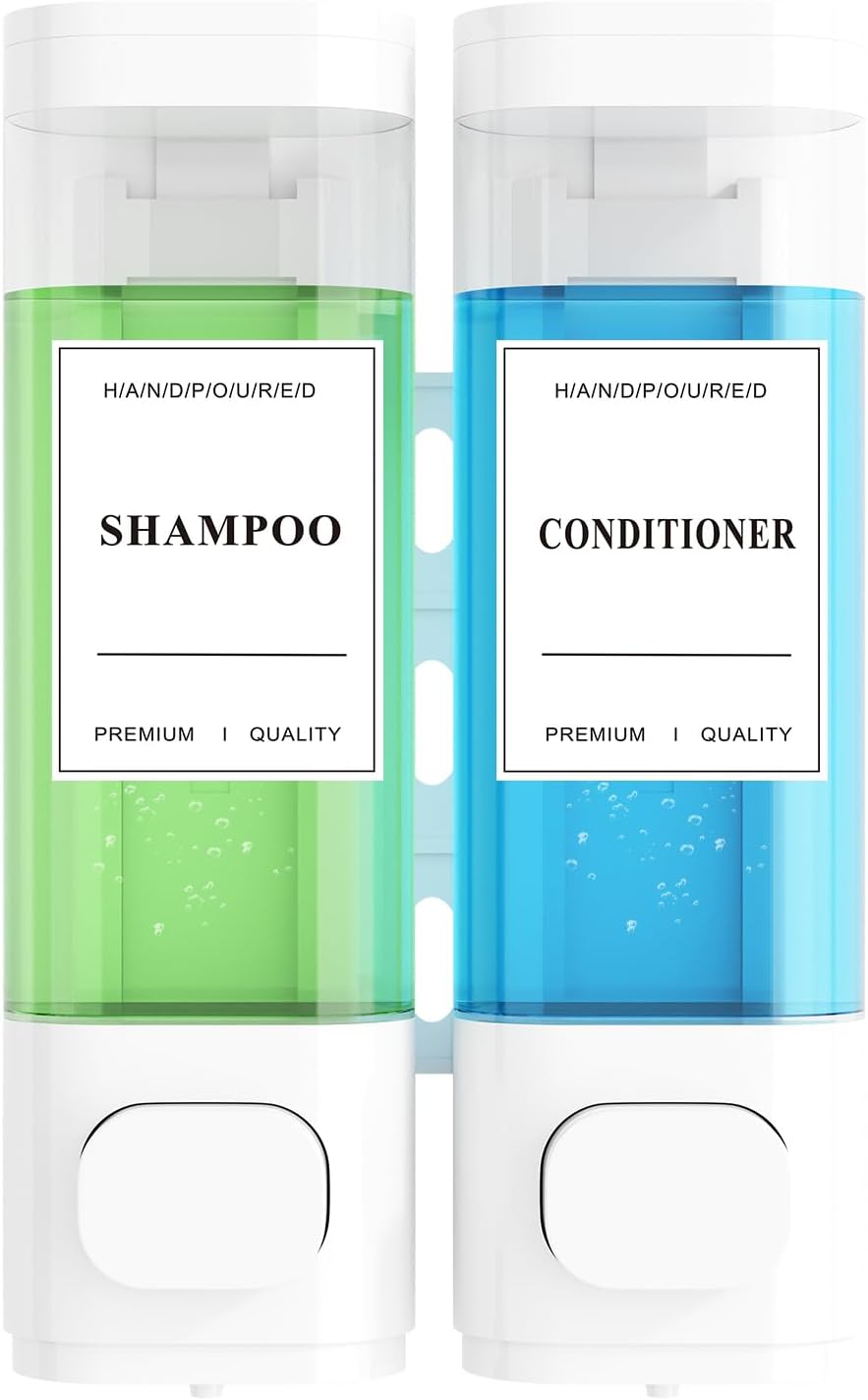 Shampoo and Conditioner Dispenser – Wall-Mounted Shower Soap Dispenser, No-Drill Installation, Lockable, 900 ml Capacity,for Bathroom & Hotel or Airbnb (Black, 3-Pack)