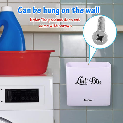 Picowe Magnetic Laundry Storage, Large Lint Holder Bin, Space-Saving Trash Container Hanging on Dryer, Washer or Wall Mount (Gray White)