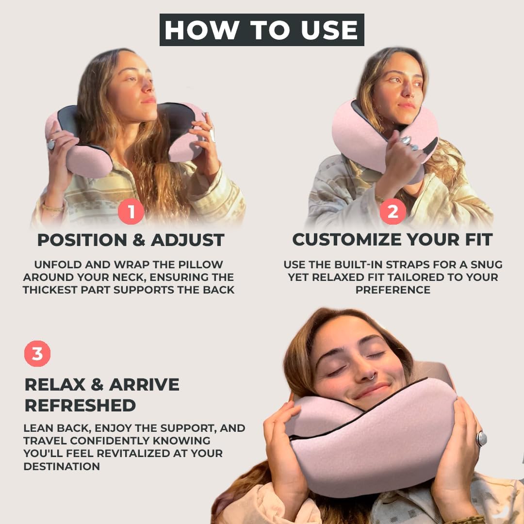 FlyHugz® Neck Travel Pillow Memory Foam Neck Pillow, Gray