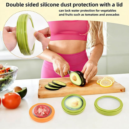 Avocado Saver and Onion Storage - Set of 4 Reusable Double sided silicone food storage container for fridge pod - Ideal for Garlic,Tomatos, Lemons, and Potatoes ﻿ ﻿