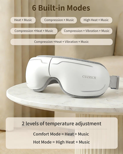 Eye Massager with Heat and Compression - Avocado Green Heated Eye Mask with Vibration, Bluetooth Music, 6 Modes, Rechargeable 1200mAh Battery for Eye Strain, Dry Eyes, Migraines Relief