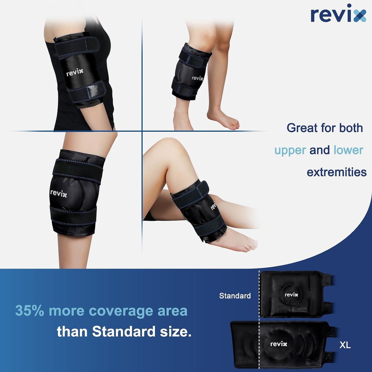 REVIX XL Knee Ice Wrap Around Entire Knee, Gel Ice Pack for Muscle Ache, Cold Pack to Reduce Discomfort and Promote Flexibility, Soft Plush Linings, Purple