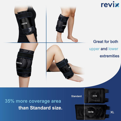 REVIX XL Knee Ice Wrap Around Entire Knee, Gel Ice Pack for Muscle Ache, Cold Pack to Reduce Discomfort and Promote Flexibility, Soft Plush Linings, Purple