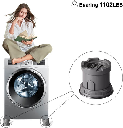 4Pcs Anti Vibration Pads for Washing Machine, Reduce Washer Dryer Moving | Washer and Dryer Pedestals,Prevents Noise Vibration Transfer, Antivibration Stabilizer Support Feet (Increase1.8in)