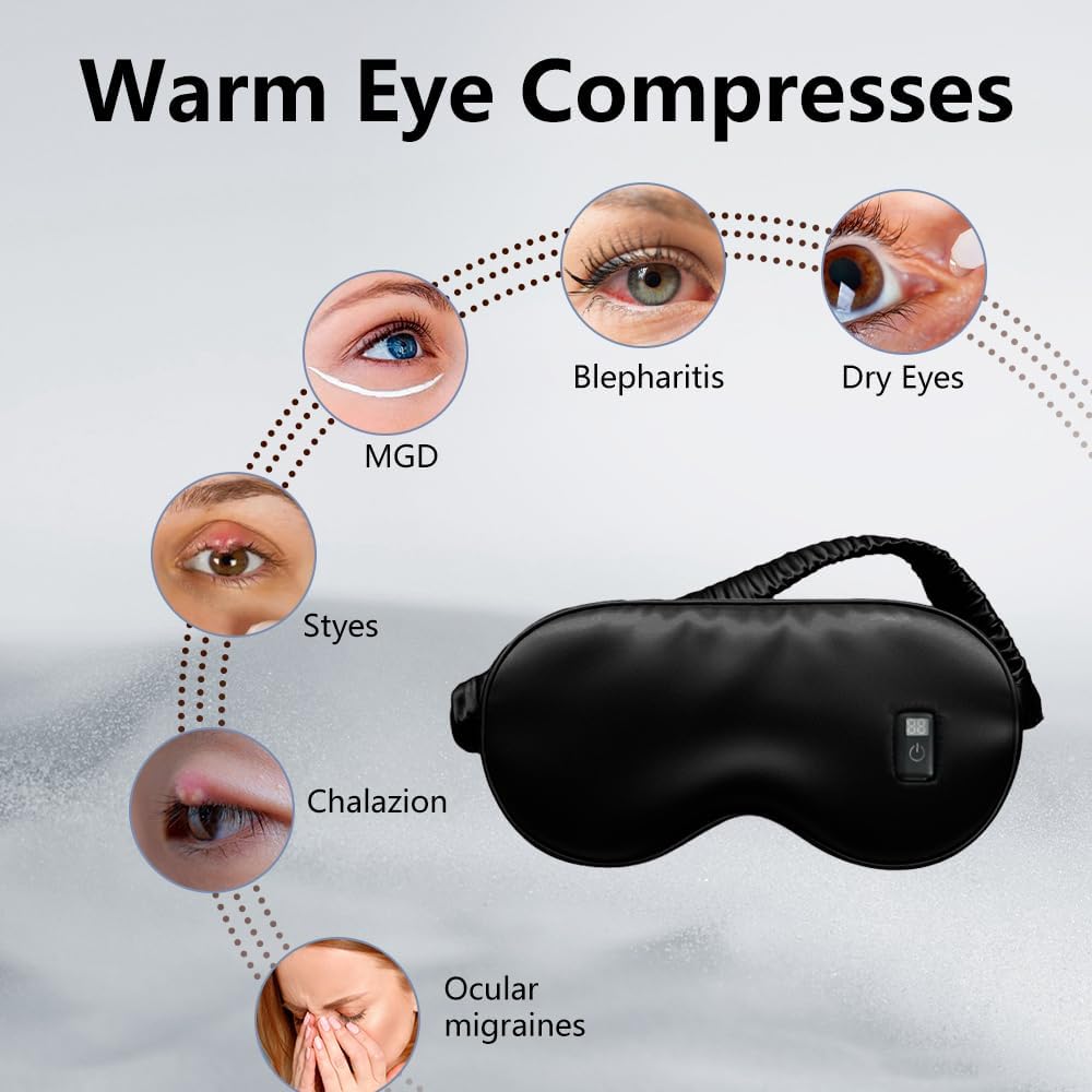 Joythink Cordless Sleep Mask Heated Eye Mask for Dry Eyes,Eye Relief,with 3 Temperature Settings and Timer Control,Washable Eye Mask,Gifts for Friends