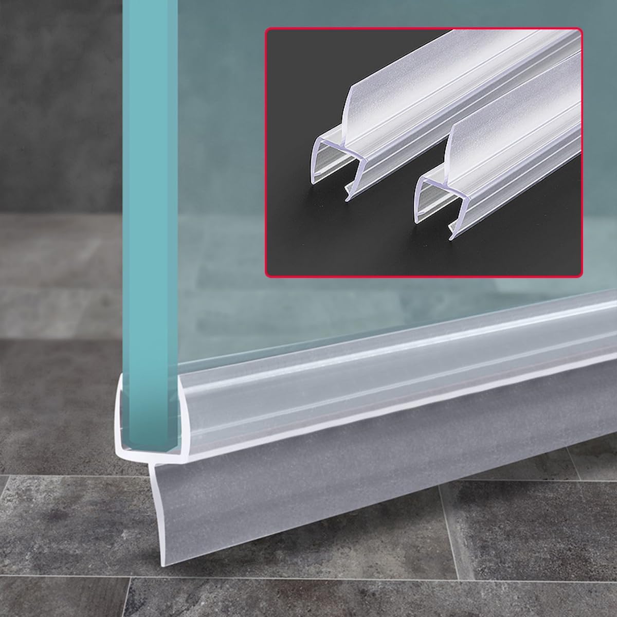 Shower Room Glass Door Bottom Gap Seal Strip for 1/2 Inch Glass, 27.5" Long Sweep Stop Shower Leaking