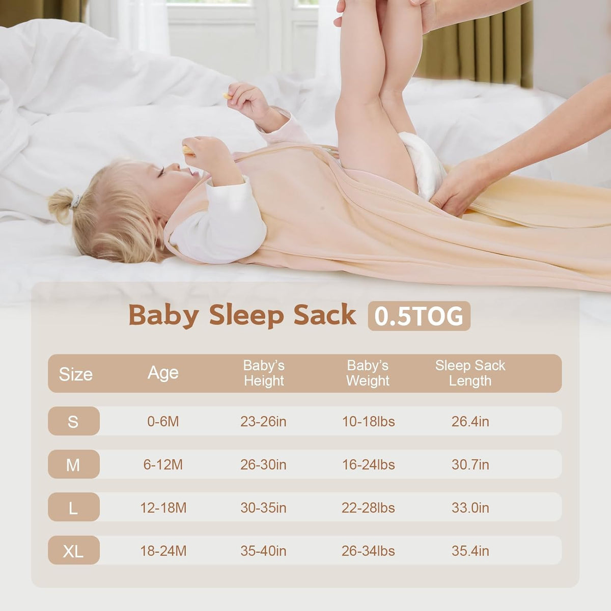 Baby Sleep Sack 0-6 Months, 100% Cotton Wearable Blanket, 0.5 Tog, 3 Pack