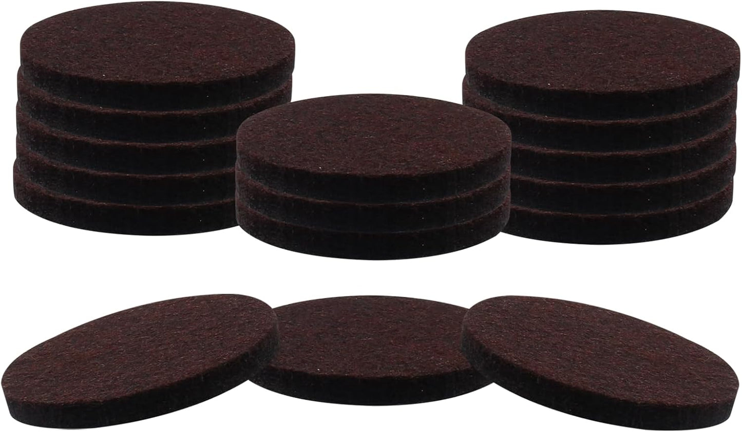 48 Pcs 1-1/2"/38mm Felt Furniture Pads Brown Round | Self Adhesive, 5mm Thick, Anti Scratch Floor Protectors, For Furniture Feet Chair Legs