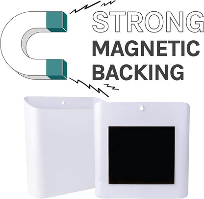 JS Jackson Supplies Small White Lint Bin with Magnetic Back, Slim Profile Trash Bin for Laundry Room and Kitchen, Wall Mountable