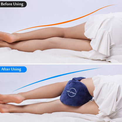 Knee Pillow for Side Sleepers - Relief from Sciatica Pain, Back/Leg Pain, Pregnancy, Hip and Joint Pain Memory Foam Leg Pillow + Free Sleep Mask and Ear Plugs