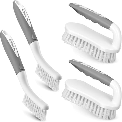 SetSail Scrub Brush, Heavy-Duty Scrub Brushes for Cleaning with Stiff Bristles Cleaning Brush for Shower, Bathroom, Carpet, Kitchen and Bathtub Scrubber - 2 Pack | Durable Bristles Ergonomic Non-Slip Tpr Grip. U-Style Hanging Loop for Storage. Use for