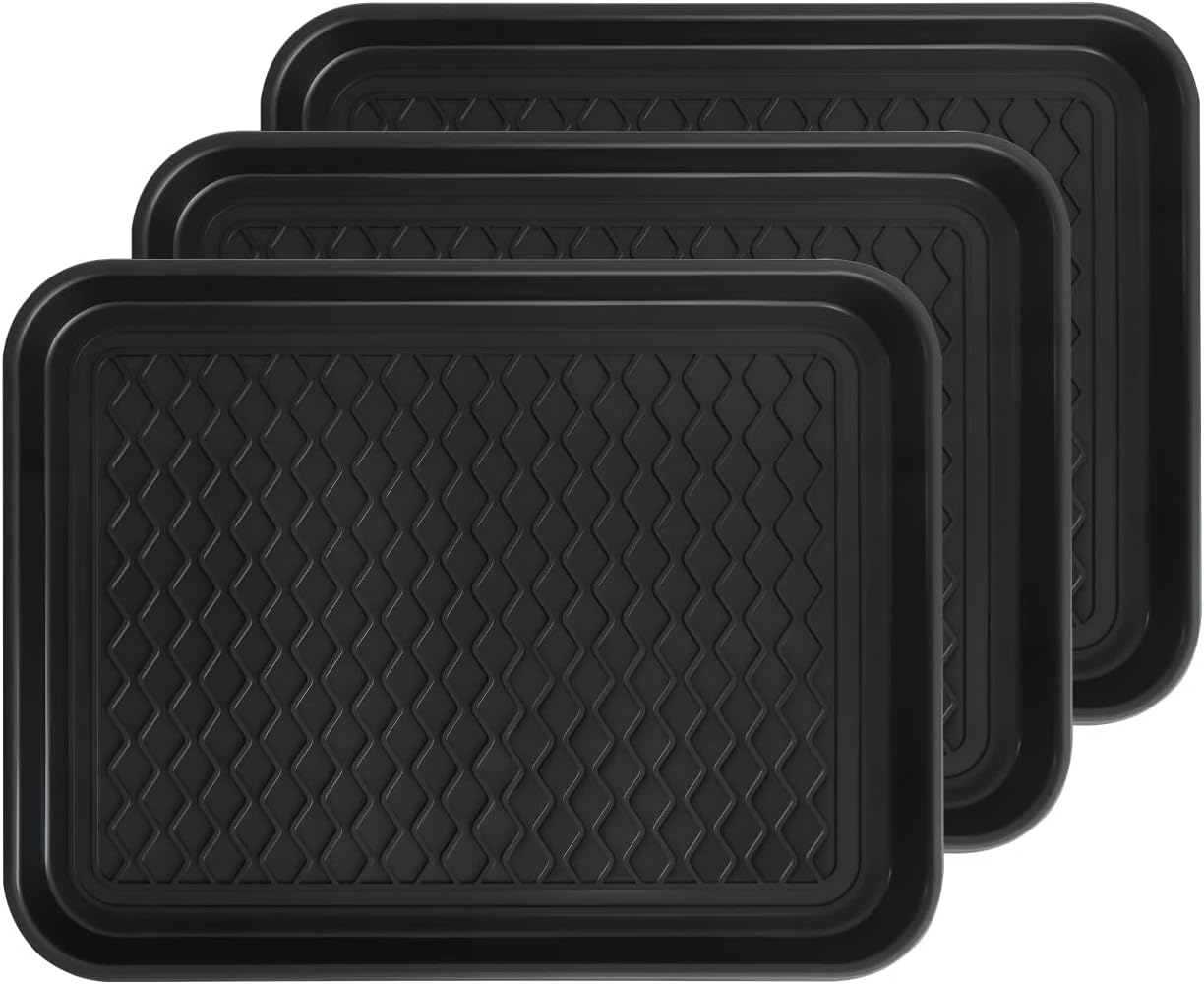 Boot Tray for Entryway, 3 Pack Waterproof Shoe Trays for Indoor Outdoor Use 20"x15" Durable Shoe Mat with Raised Edge, Non-Slip Tray for Boots, Pets, Garden & Muddy Shoes