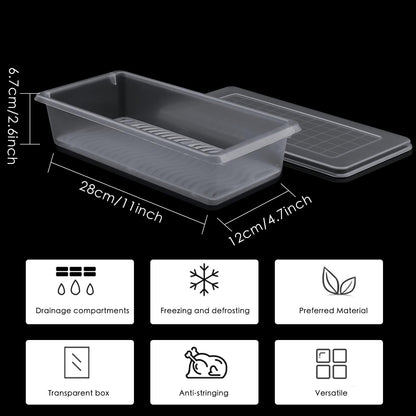 Nsmykhg Food Storage Containers, 6 Pack Fridge Organizer Case with Removable Drain Plate, Produce Containers to Keep Fruits, Vegetables, Meat, Fish Fresh and Dry