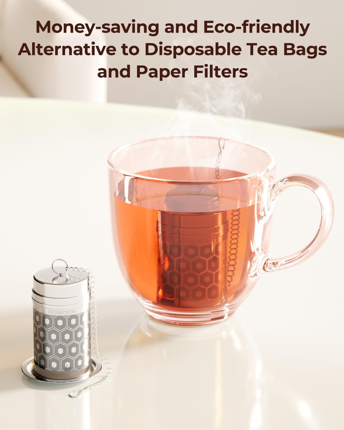 Mini Tea Strainer for Loose Tea Fine Mesh Tea Infuser 1.2”x2.2” | 304 Stainless Steel Tea Ball for Loose Leaf Tea, Updated Slim Threaded Lid, Tea Steeper for Cup, Mug, Teapot, Kettle, Bottle