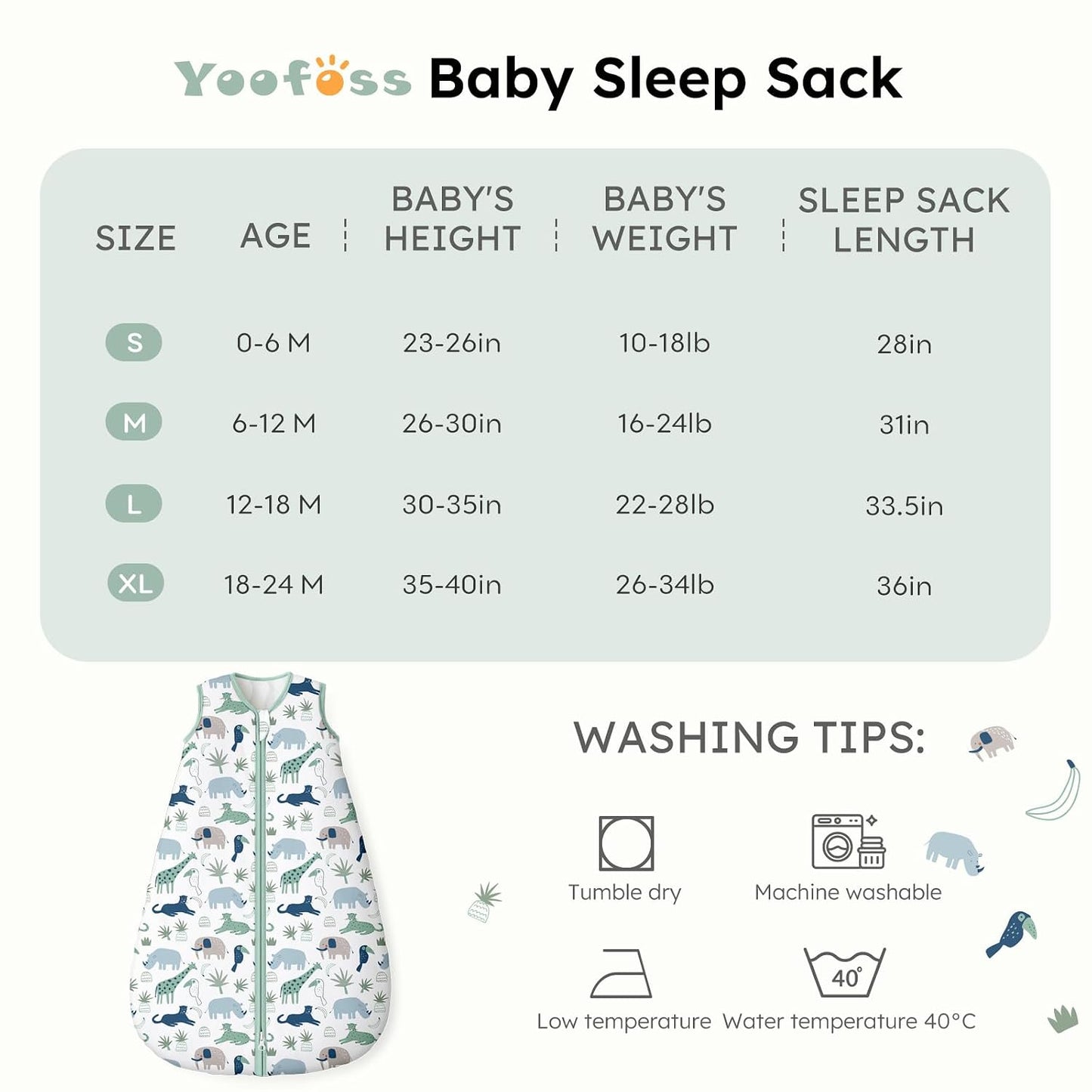 Yoofoss Baby Sleep Sack 0-6 Months Wearable Blanket for Babies 100% Organic Cotton 2-Way Zipper TOG 0.5 Toddler Sleeping Sack 3 Pack, Sleep Sacks
