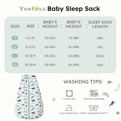 Yoofoss Baby Sleep Sack 0-6 Months Wearable Blanket for Babies 100% Organic Cotton 2-Way Zipper TOG 0.5 Toddler Sleeping Sack 3 Pack, Sleep Sacks