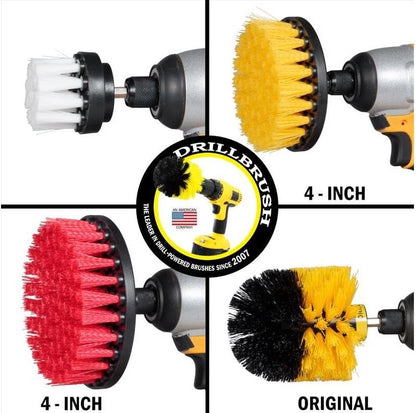 Drillbrush Electric Nylon Drill Brush Attachment Set for Bathroom Cleaning | Power Scrubber Brush Kit for Bathtub, Shower & Tile - Grout Cleaner Kit - All-Purpose Household Cleaning Brushes for Drill