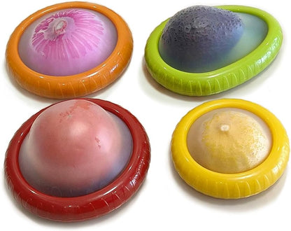 Set of 4 Reusable Storage Containers Avocado Saver Onion Keeper Tomato Holder Fruit Saver Fruit Organizer Soft Shell Food Container for Fridge Keep Fresh