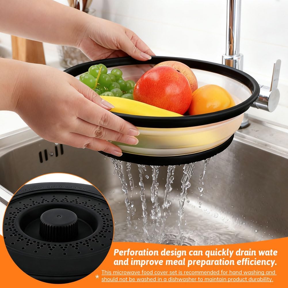 Collapsible Microwave Splatter Cover for Food with Base Mat,Silicone Microwave Plate Cover,Vented Silicone Splatter Guard Lid Vegetable Fruit Colander for Even Heatin(27 * 9.5cm,COLOR:Grey)