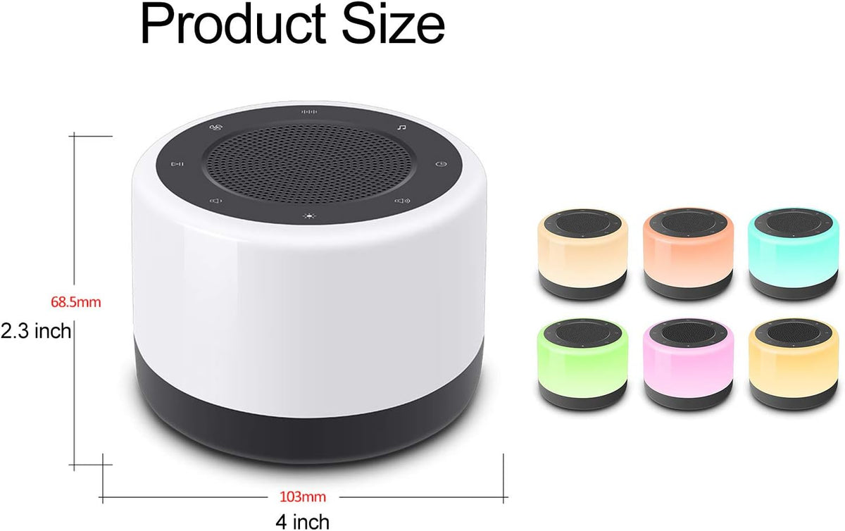 White Noise Machine with Night Lights, Sleep Sound Machine 32 Soothing Sounds for Baby Adults Kids Sleeping, Fan Wave Sound Lullaby, Timer and Memory Feature, RGB Color Touch Table Lamp