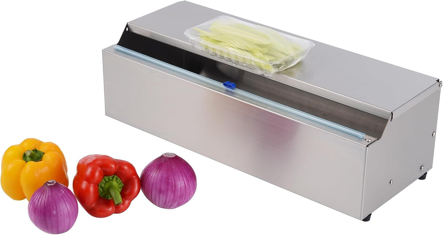 Stainless Steel Food Wrap Dispenser - 18” Commercial Stretch Film Packing Machine with Slide Cutter