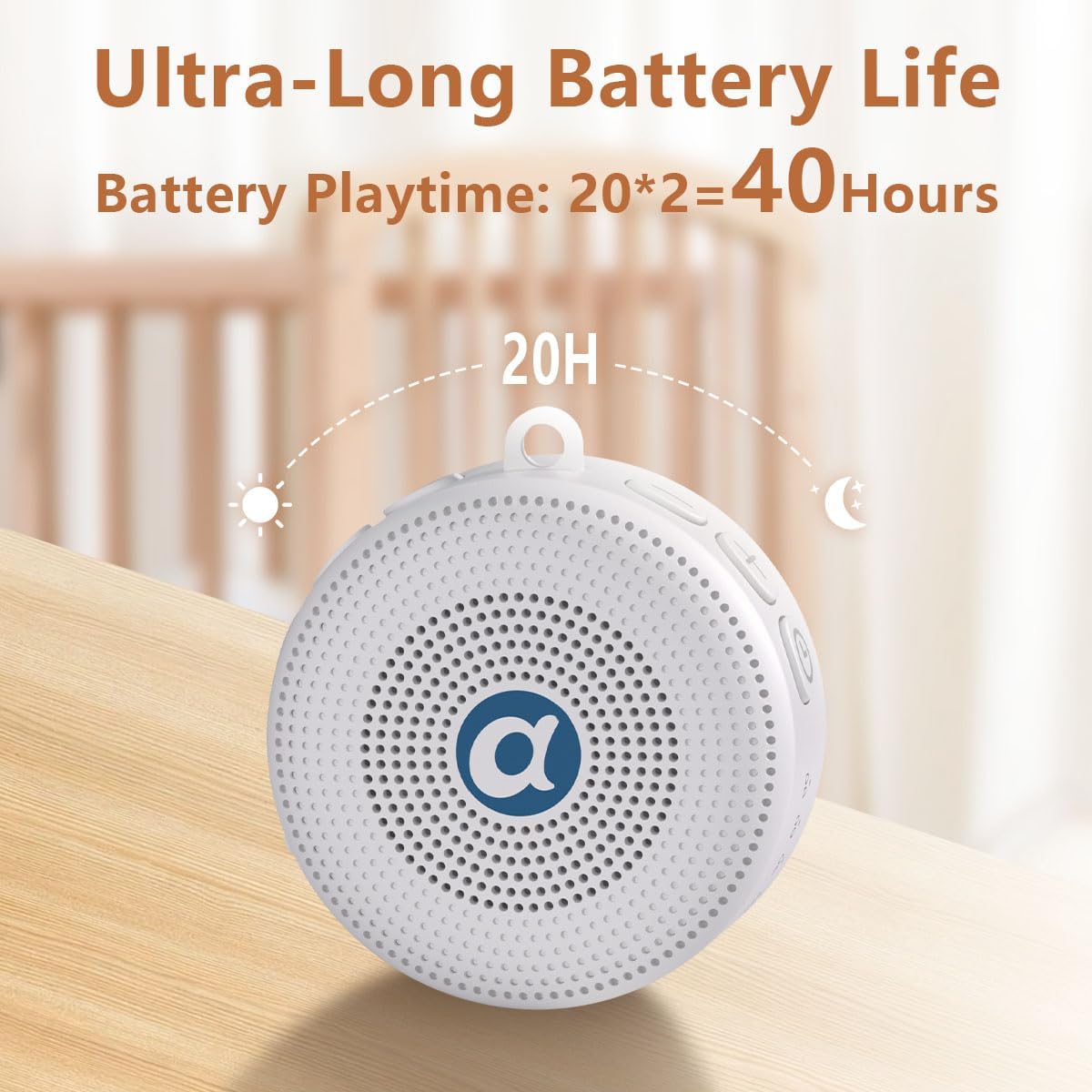 Portable Noise Machine Baby Battery Sound Machine with 30 Soothing Sounds Mini White Noise Machine 32 Volume Level Sleep Machine for 3D Surround Noise Machine for Kid Adult Home Travel