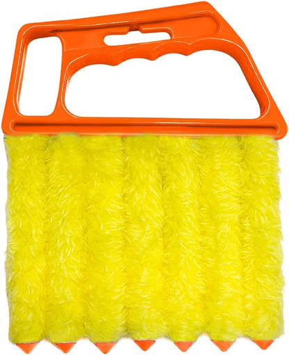 DXNQ 2 PCS Blind Cleaner Duster Tool, Window Venetian Hand-held 7 Finger Dusting Cleaner Brush, Blinds Cleaning Brush Tool for Window Shutters Air Conditioner, Car Accessories (Blue+Green)