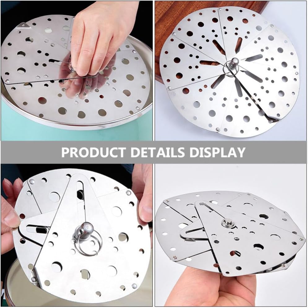 Cabilock Spill Stopper Lid Cover Stainless Steel Adjustable Expandable Boil Over Safeguard Pot Pan Lid Overflow Stopper for Kitchen Tool Silver