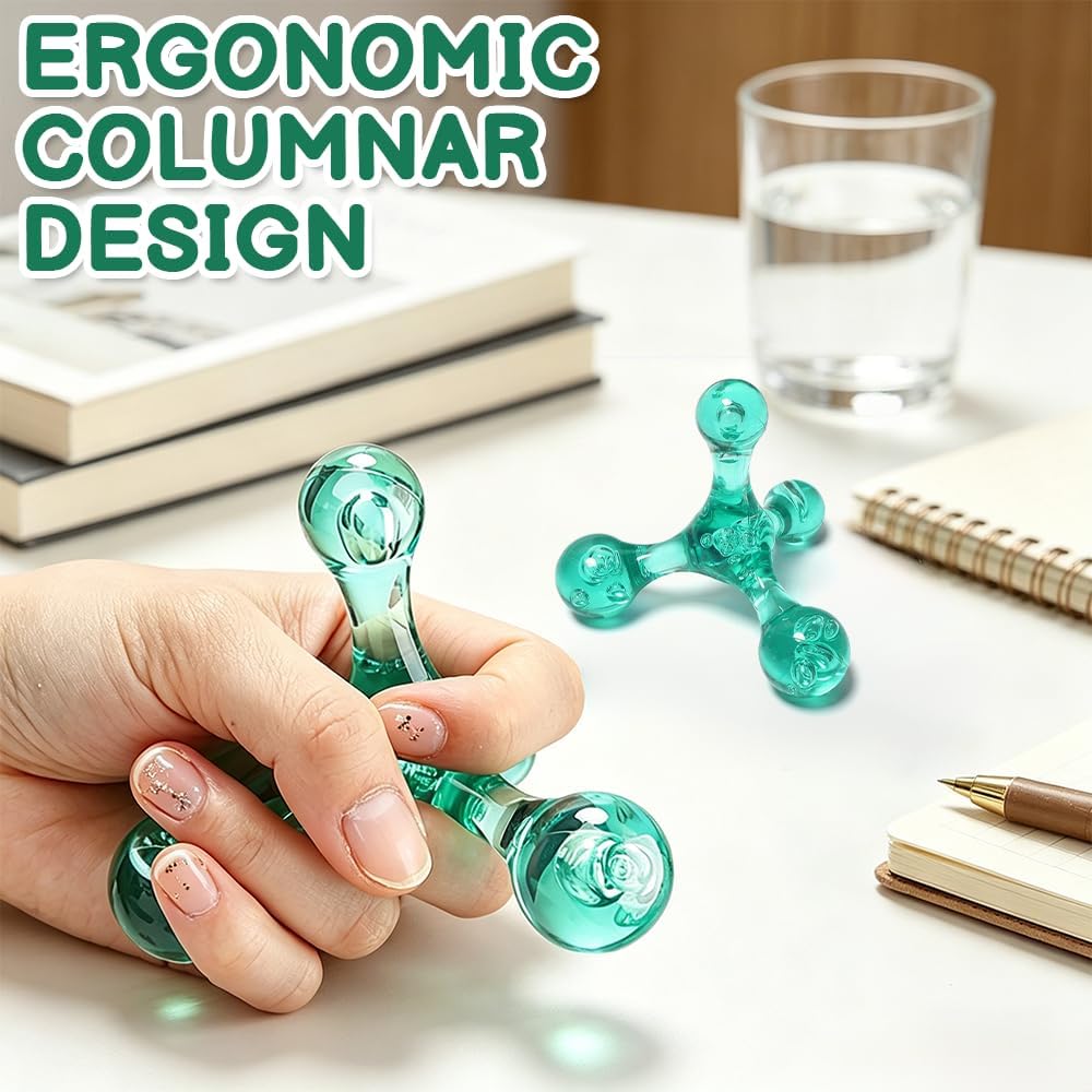 Triangle Relief Massage Ball, Mini Crystal Handheld Trigger Massager, Deep Muscle Tissue Palm Pressure Point Massage Tool, for Neck Shoulder Back Muscle Pain Relief, Transparent Green