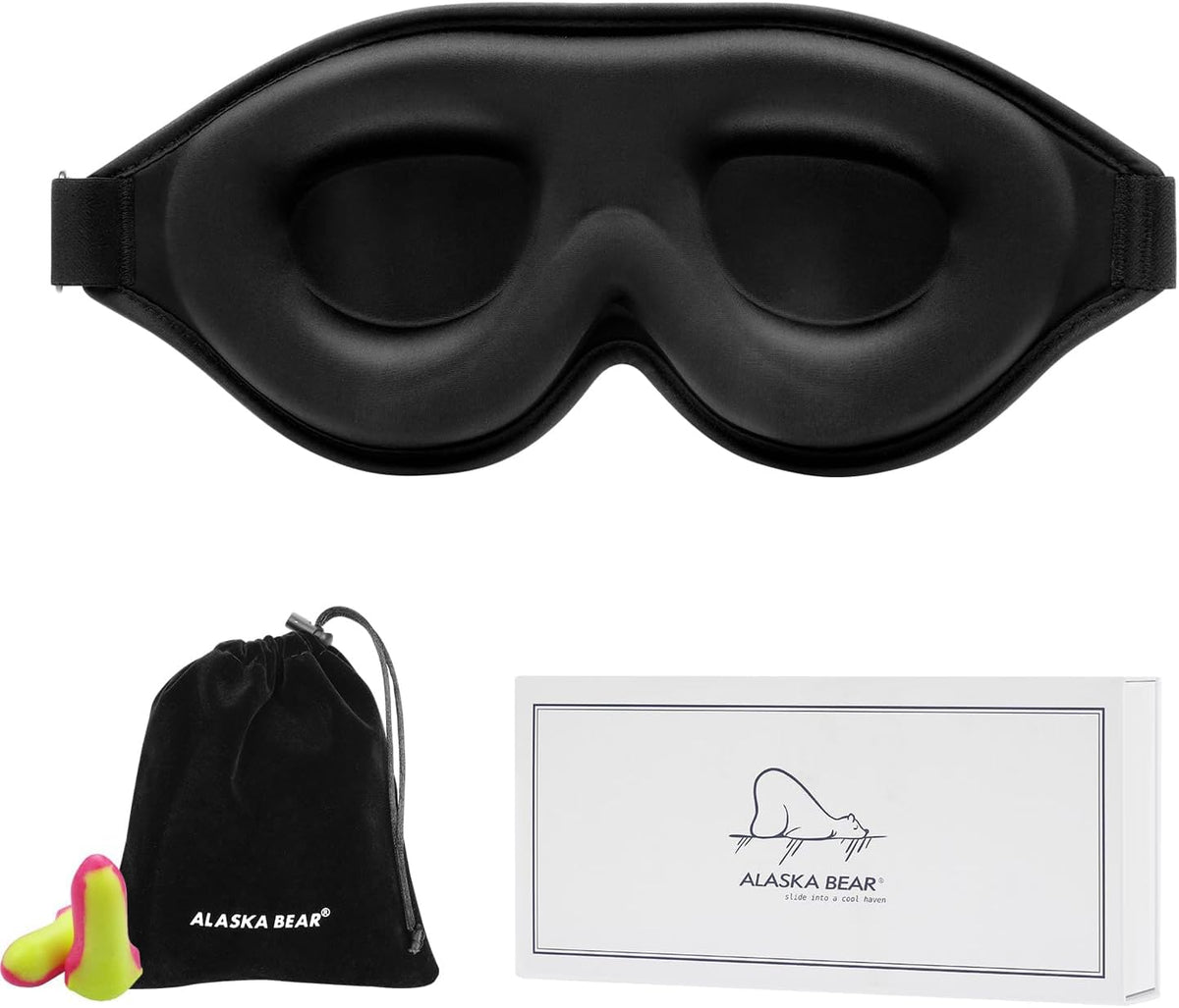 ALASKA BEAR Memory Foam Sleep Mask, Contoured Eye Cups for Women Men, Blue