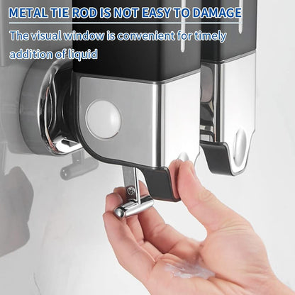 3 in 1 Chamber Wall Mounted Shampoo and Conditioner Dispenser (Silver) | No Drill Shower Soap Dispenser for Bathroom & Hotel Leak-Proof Pumps, Easy Installation and Large Capacity