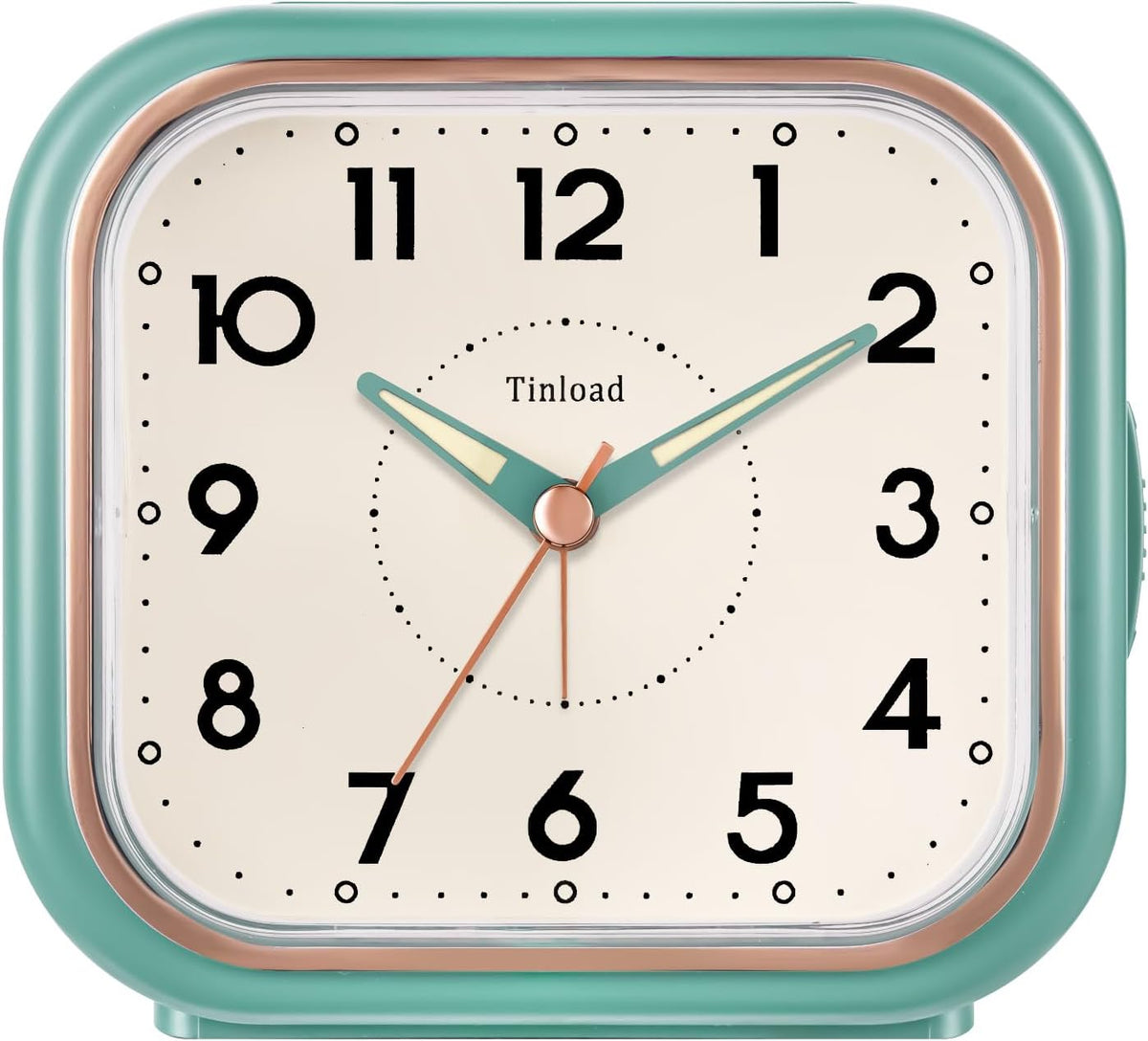 Tinload 4.3" Vintage Retro Analog Alarm Clock, Super Silent Non Ticking Clock with Manual Light, Snooze, Battery Operated, Simply Design, for Living Room, Bedroom, Bedside, Desk(Blue-V2)
