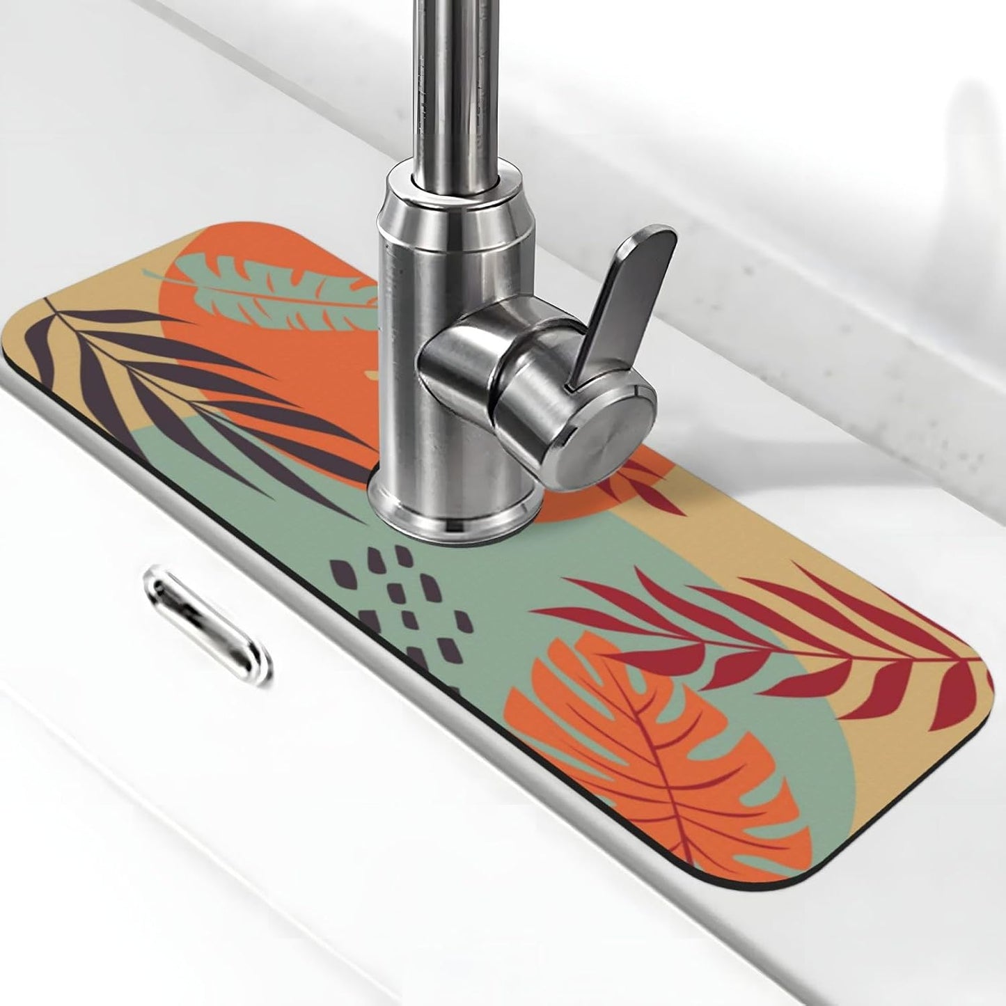 Wildflowers Floral Flower Kitchen Sink Splash Guard Faucet Mat Super Absorbent Fast Drying Mat Sink Gadgets-Fast Drying Pad Sink Mat For Kitchen Bathroom (15" X 5.5" )