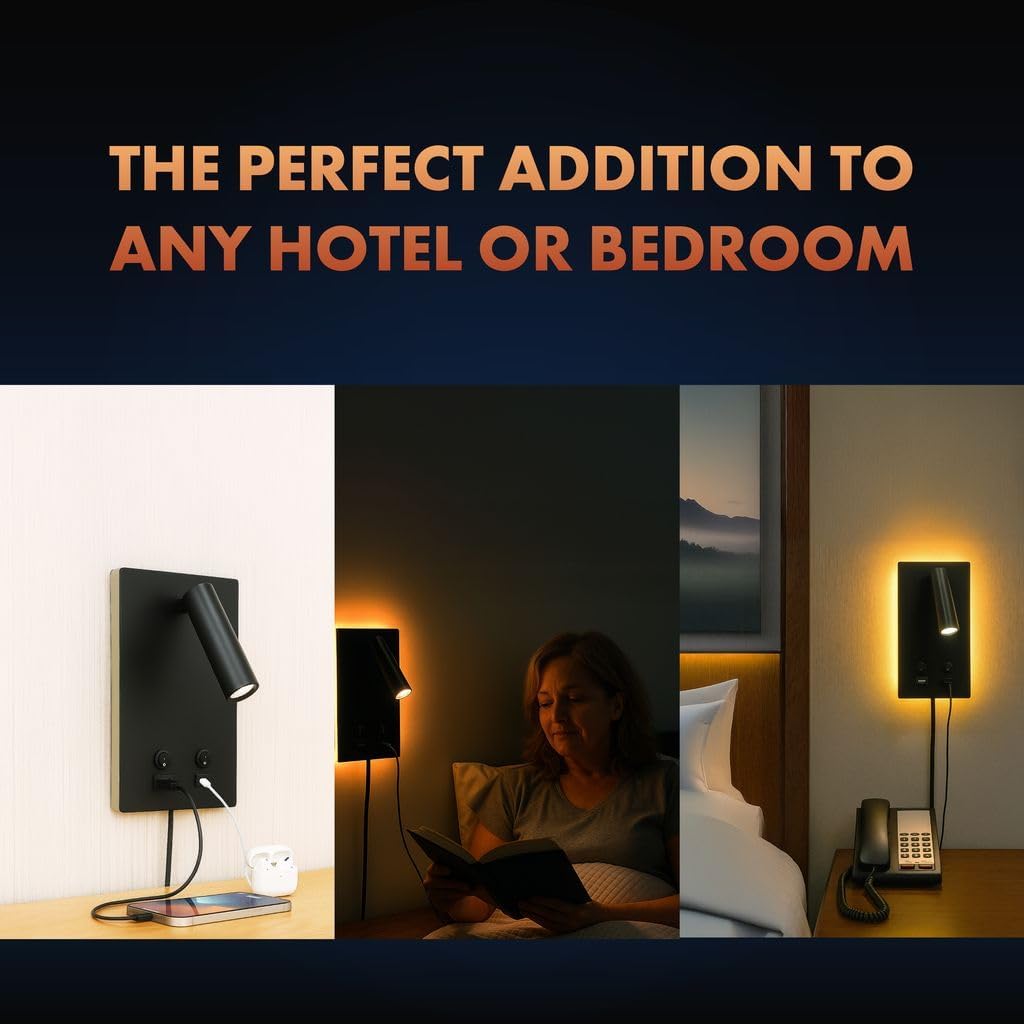Newhouse Lighting 4.5 in. W x 15 in. H Cole Gooseneck Reading Light in Matte Black with USB-A and USB-C Charging Ports NHRL-CO-BLK, Bedside Lamp for Nightstands, Space-Saving Office Desk Accessory